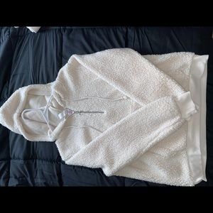 Cream Sherpa Half-Zip Hoodie